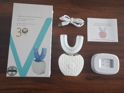 360 Degrees Automatic Electric Toothbrush with Blue Light Whitening, Waterproof U Type & USB Charging