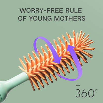 Electric Silicone Bottle Brush Set - 360° Rotating Pacifier Cleaning Brush with Lithium Battery