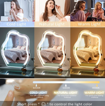 Vanity Makeup LED Mirror with Smart Control and Lights Strip - Wall Mount Decor, Removable Glass Hanging