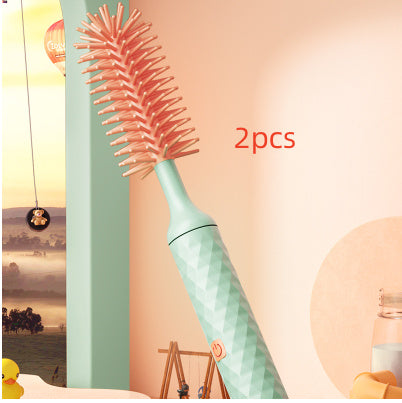 Electric Silicone Bottle Brush Set - 360° Rotating Pacifier Cleaning Brush with Lithium Battery