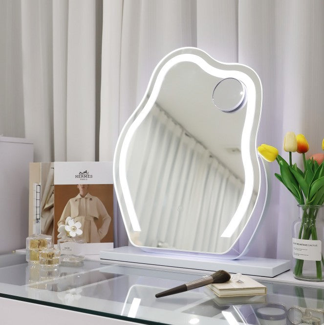 Vanity Makeup LED Mirror with Smart Control and Lights Strip - Wall Mount Decor, Removable Glass Hanging