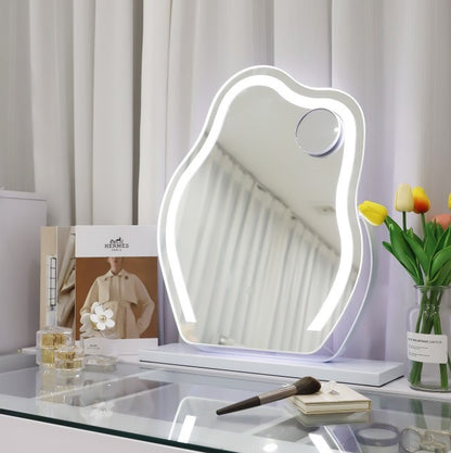 Vanity Makeup LED Mirror with Smart Control and Lights Strip - Wall Mount Decor, Removable Glass Hanging