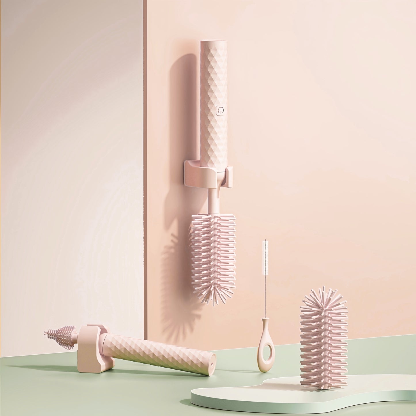 Electric Silicone Bottle Brush Set - 360° Rotating Pacifier Cleaning Brush with Lithium Battery