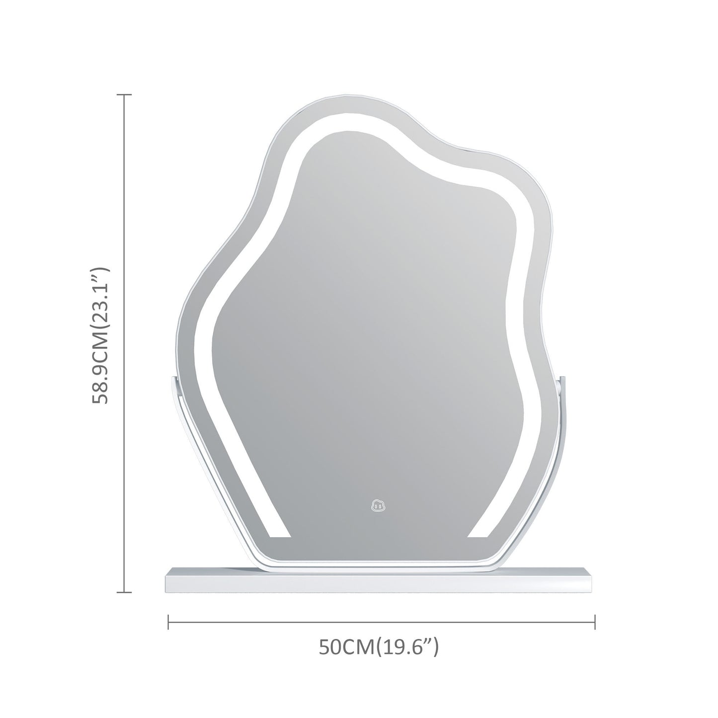 Vanity Makeup LED Mirror with Smart Control and Lights Strip - Wall Mount Decor, Removable Glass Hanging