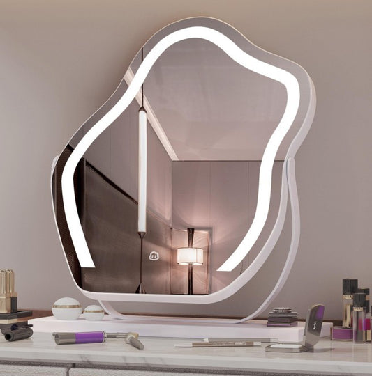 Vanity Makeup LED Mirror with Smart Control and Lights Strip - Wall Mount Decor, Removable Glass Hanging