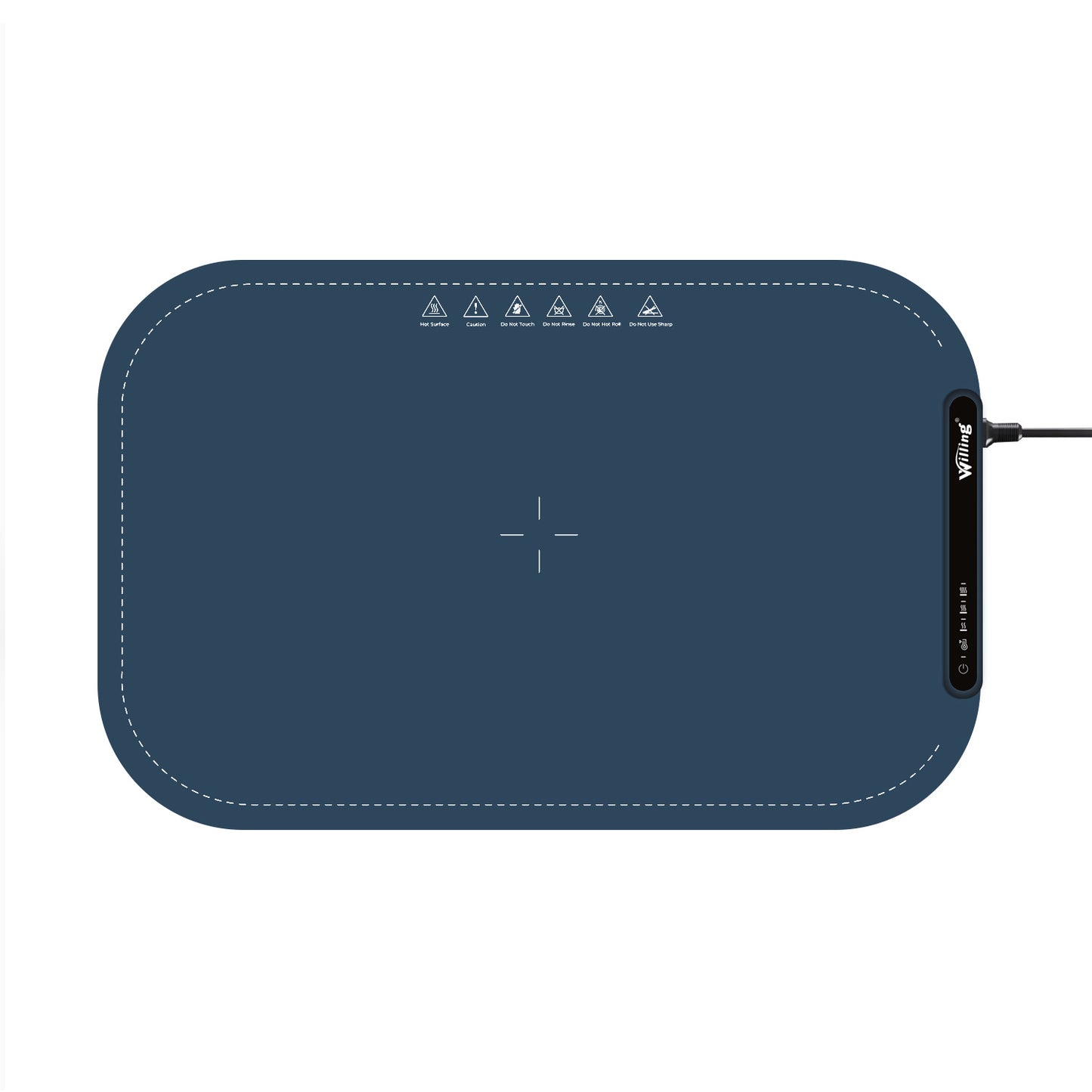 Willing 250W Warming Tray with Temperature Settings - Portable Food Warming Mat for Stainless Steel, Ceramic, and Glass Enamelware in Navy Blue
